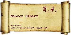 Mencer Albert névjegykártya